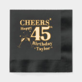 45e verjaardag viert champagneglazen folie servetten (Voorkant)