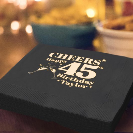 45e verjaardag viert champagneglazen folie servetten