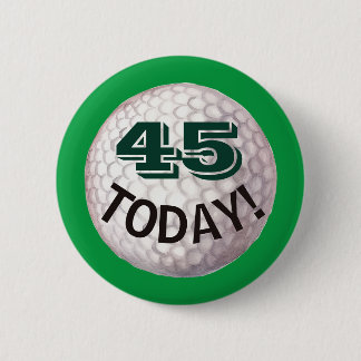 45e verjaardag voor golfer, golfspeler speld ronde button 5,7 cm