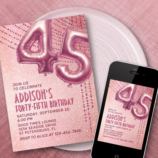 45e verjaardag vrouwen Roos goud Kaart