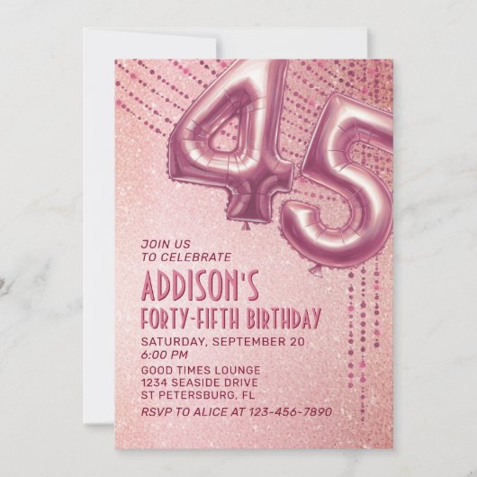 45e verjaardag vrouwen Roos goud Kaart (Voorkant)