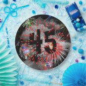 45e verjaardag vuurwerk in wolken papieren bordje (Feest)