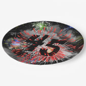 45e verjaardag vuurwerk in wolken papieren bordje (Gekanteld)