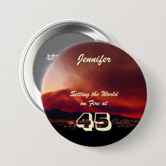 45e verjaardag Wereldwijde Button tegen brand (Voorkant /achterkant)