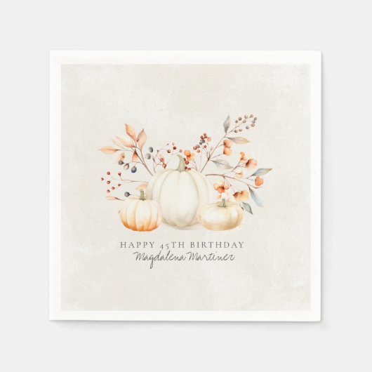 45e Verjaardag Witte Pompoen Fall Bladeren Custom Servet (Voorkant)