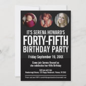 45e verjaardag zwarte witte fotocirkels Uitnodigin Kaart (Voorkant)