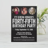 45e verjaardag zwarte witte fotocirkels Uitnodigin Kaart (Staand voorkant)