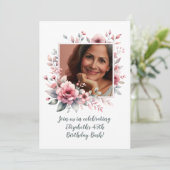 45e Verjaardagsfeest Custom Photo Floral Kaart (Staand voorkant)