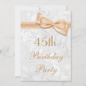 45e verjaardagsfeest Damask en Faux Bow Kaart (Voorkant)