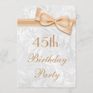 45e verjaardagsfeest Damask en Faux Bow Kaart