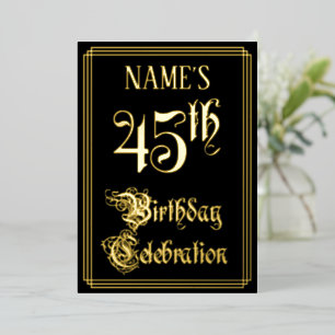 45e Verjaardagsfeest — Fancy Script & Aangepaste N Folie Uitnodiging