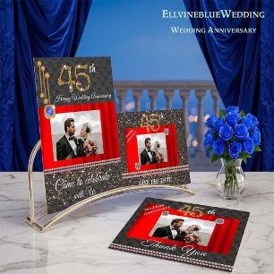 45e Verjaardagsfeest   Foto, Sapphire & Gold Kaart