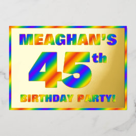 45e verjaardagsfeest — Leuk, regenboogspectrum “45 Folie Uitnodiging