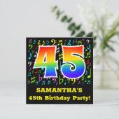 45e verjaardagsfeest: leuke muzieksymbolen, regenb kaart (Staand voorkant)