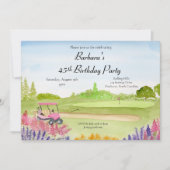 45e verjaardagsfeest Roze Golfkar Golfbaan Kaart (Voorkant)