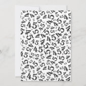 45e verjaardagsfeest, zwart/wit nummerpatroon kaart (Achterkant)