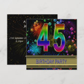 45e verjaardagsfeestje Uitnodiging met bubbels (Voorkant / Achterkant)