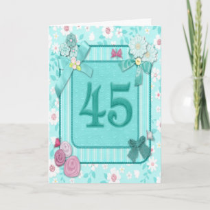 45e verjaardagskaart met bloemen kaart