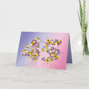 45e verjaardagskaart met bloemen letters kaart
