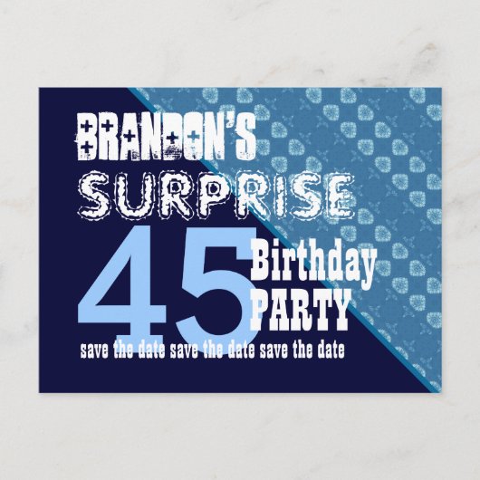 45e Verrassing Verjaardag Save the Date Diagonal V Aankondigingskaart (Voorkant)