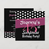 45e verrassingsdag zwarte witte pooldonker roze kaart (Voorkant / Achterkant)