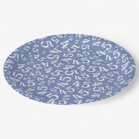 45e willekeurig getal patroon blauw/wit papieren bordje (Gekanteld)