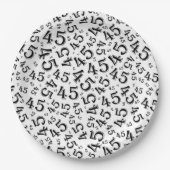 45e willekeurig getallenpatroon zwart/wit papieren bordje (Voorkant)