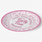 45e willekeurige getal patroon roze/wit papieren bordje (Gekanteld)