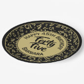 45e Willekeurige Getal Patroon Zwart Goud Papieren Bordje (Gekanteld)