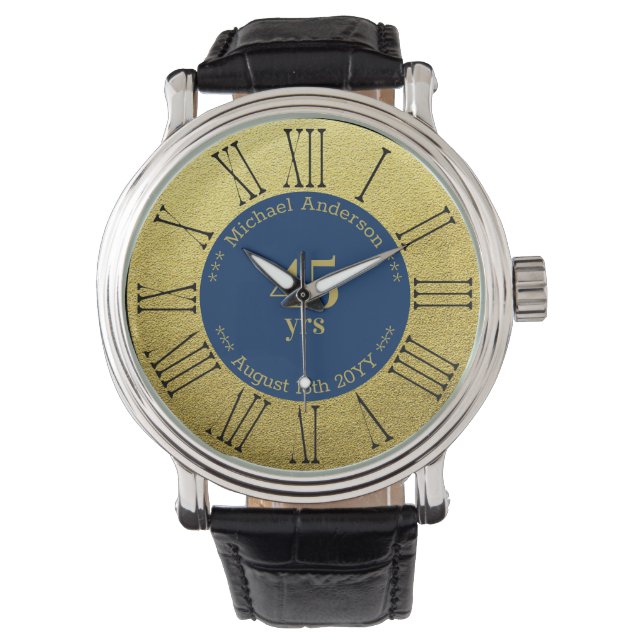 45jr. Pensioen of jubileum Persoonlijk Horloge (Voorkant)