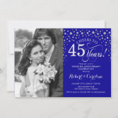 45ste huwelijksverjaardag met foto - Zilverblauw Kaart (Voorkant)