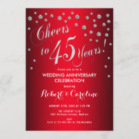 45ste huwelijksverjaardag - Rood & Zilver