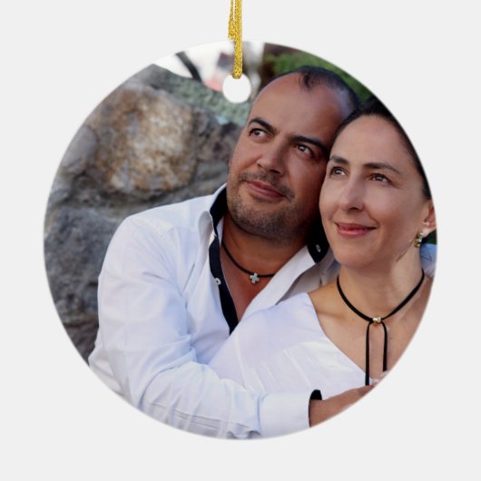 45ste huwelijksverjaardag - VOEG FOTO Toe saffierb Keramisch Ornament (Achterkant)