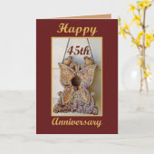 45ste Jubileum met Tortelduifjes Kaart (Gele Bloem)