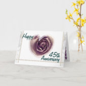 45ste trouwdag - Paarse roos hart Kaart (Gele Bloem)