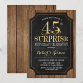 45ste trouwdag verrassingsfeest - Hout Goud Kaart (Voorkant / Achterkant)