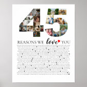 45ste verjaardag alle redenen waarom we van je hou poster (Voorkant)
