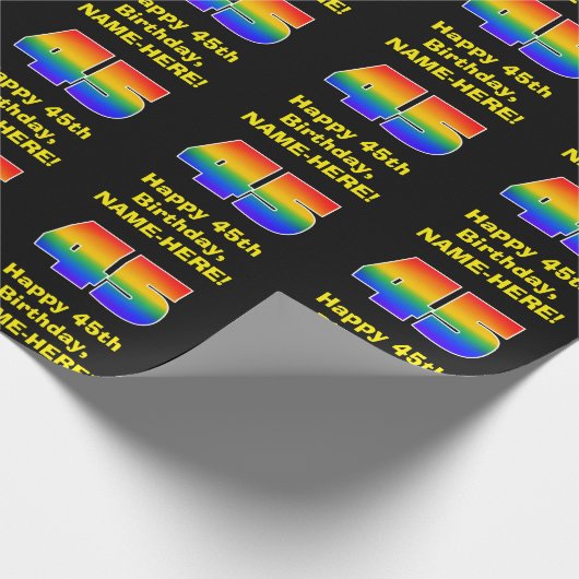 45ste verjaardag: Leuke, kleurrijke regenboog geïn Cadeaupapier (Hoek)