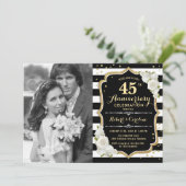 45ste verjaardag met foto - Goud Zwart Kaart (Staand voorkant)