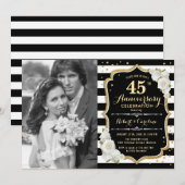 45ste verjaardag met foto - Goud Zwart Kaart (Voorkant / Achterkant)