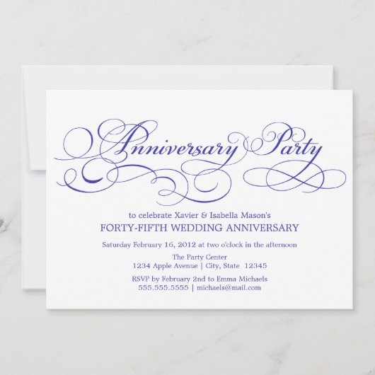 45ste verjaardag | Wit/Blauw Kaart (Voorkant)