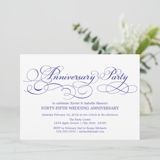 45ste verjaardag | Wit/Blauw Kaart (Staand voorkant)