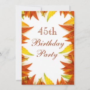 45ste Verjaardagsfeest Herfstbladeren Kaart