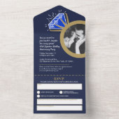 45ste verjaardagsfeestje blauwe saffier ring all in one uitnodiging (Binnen)