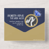 45ste verjaardagsfeestje blauwe saffier ring all in one uitnodiging (Achterkant)