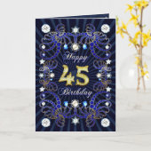 45ste verjaardagskaart met massa's van juwelen kaart (Gele Bloem)