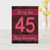 45ste verjaardagskaart met rozen en bladeren kaart (Gele Bloem)