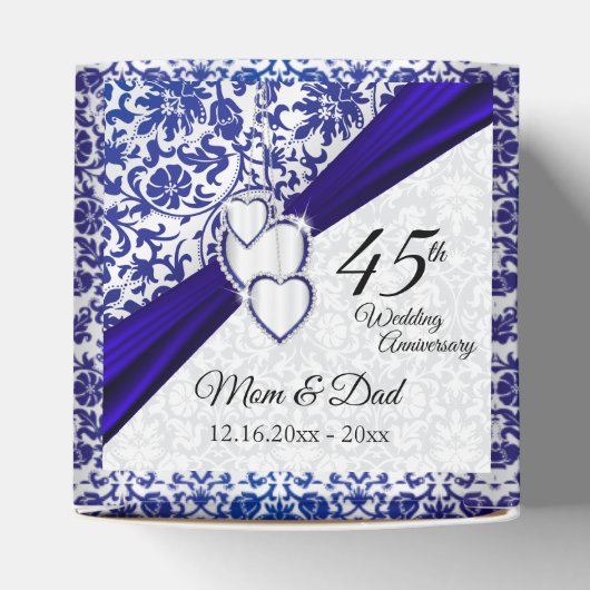 45th / 65th Sapphire Blue Jubileum Design Bedankdoosjes (Bovenkant)