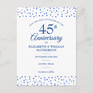 45th 65th Wedding Jubileum Hartelijk sparen de Dat Aankondigingskaart