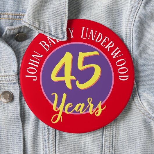 45th Birthday Badge to Personalize. Ronde Button 6,0 Cm (In situ)